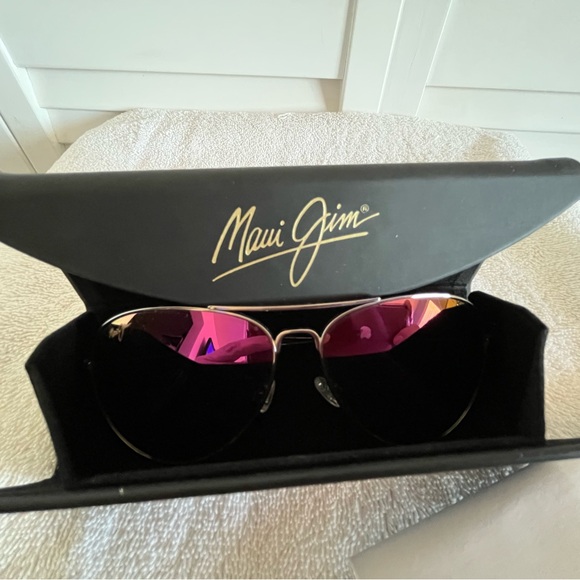 Authentic Maui Jim Polarized Aviator Sunglasses MAVERICKS with Tri~Fold case - Picture 7 of 10